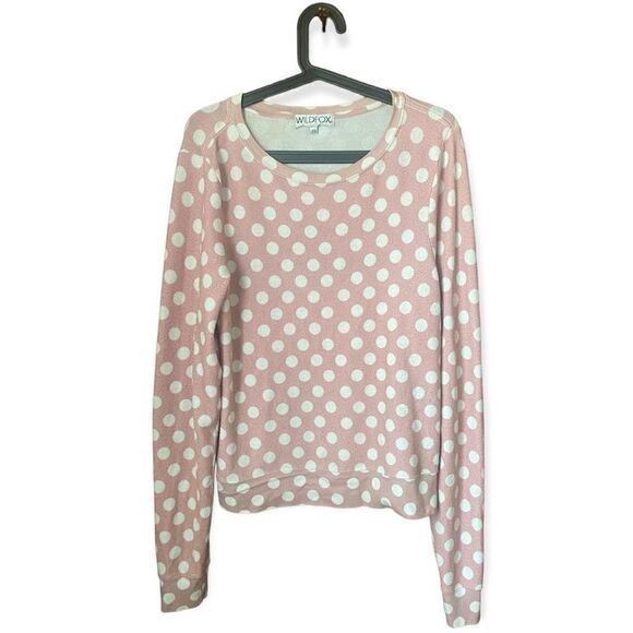 Wildfox Pink White Polka Dot Pullover Sweatshirt Women’s Size XS Relaxed Fit - Picture 3 of 5
